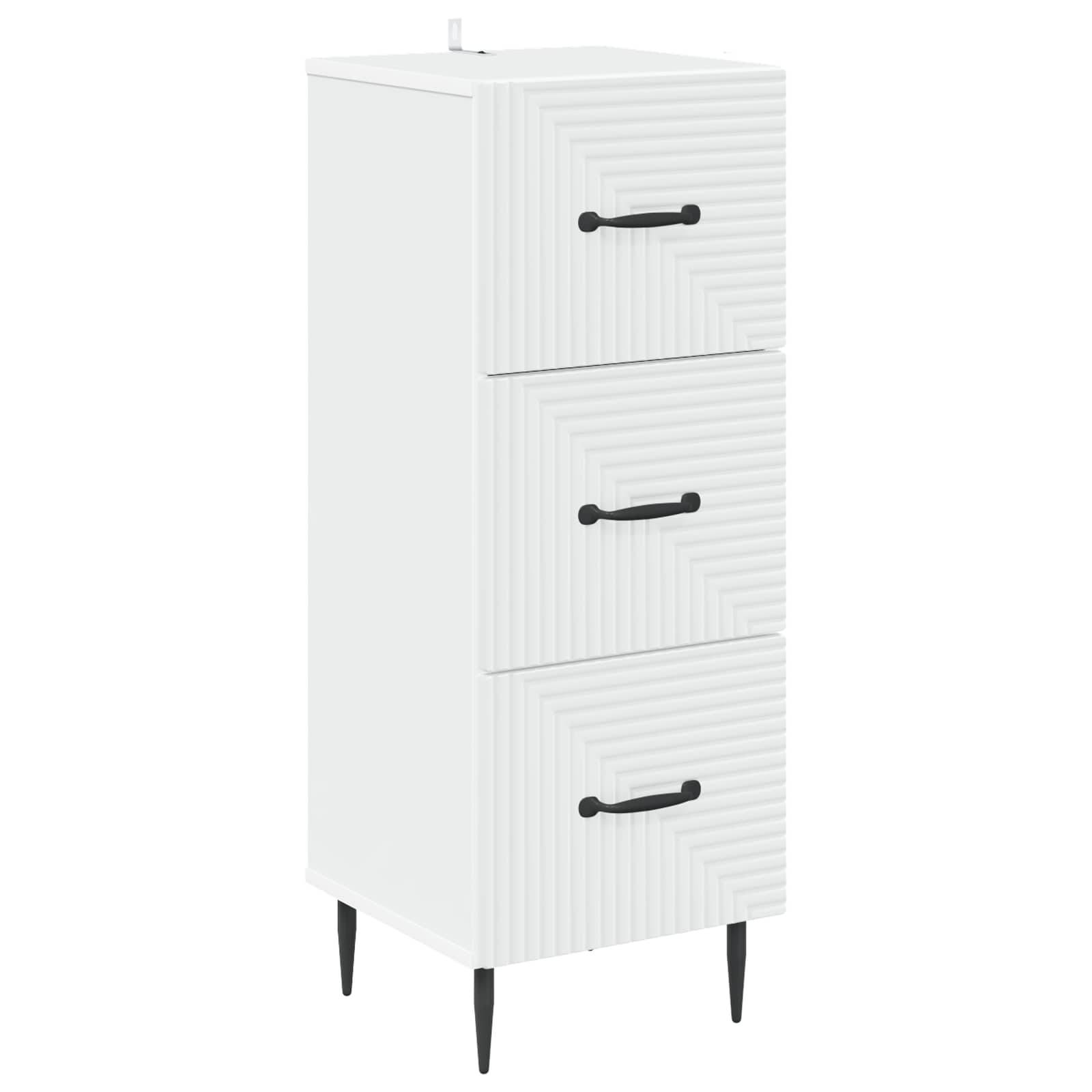 vidaXL Schubladenschrank Weiß 33 x 34,5 x 89,5 cm Holzwerkstoff