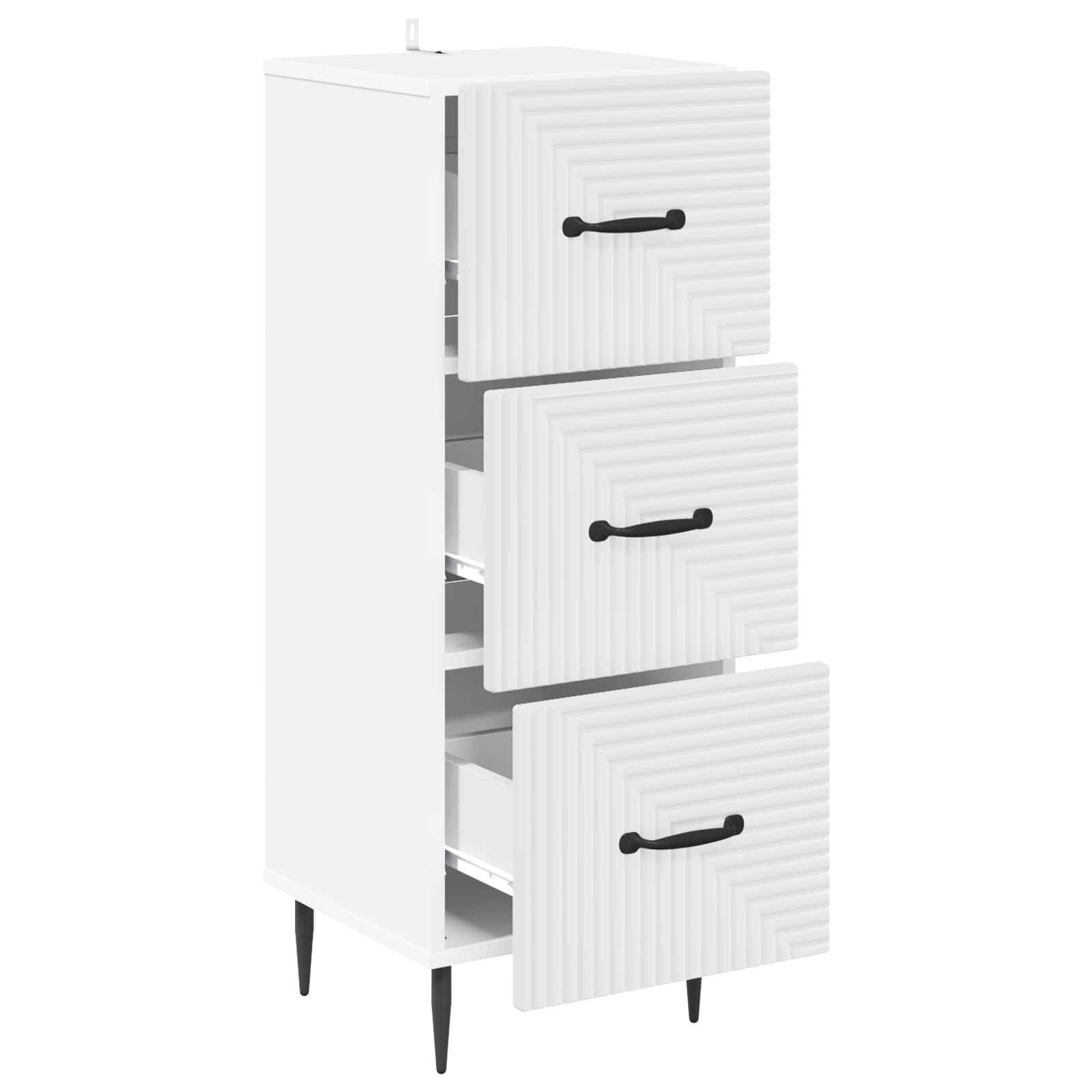 vidaXL Schubladenschrank Weiß 33 x 34,5 x 89,5 cm Holzwerkstoff