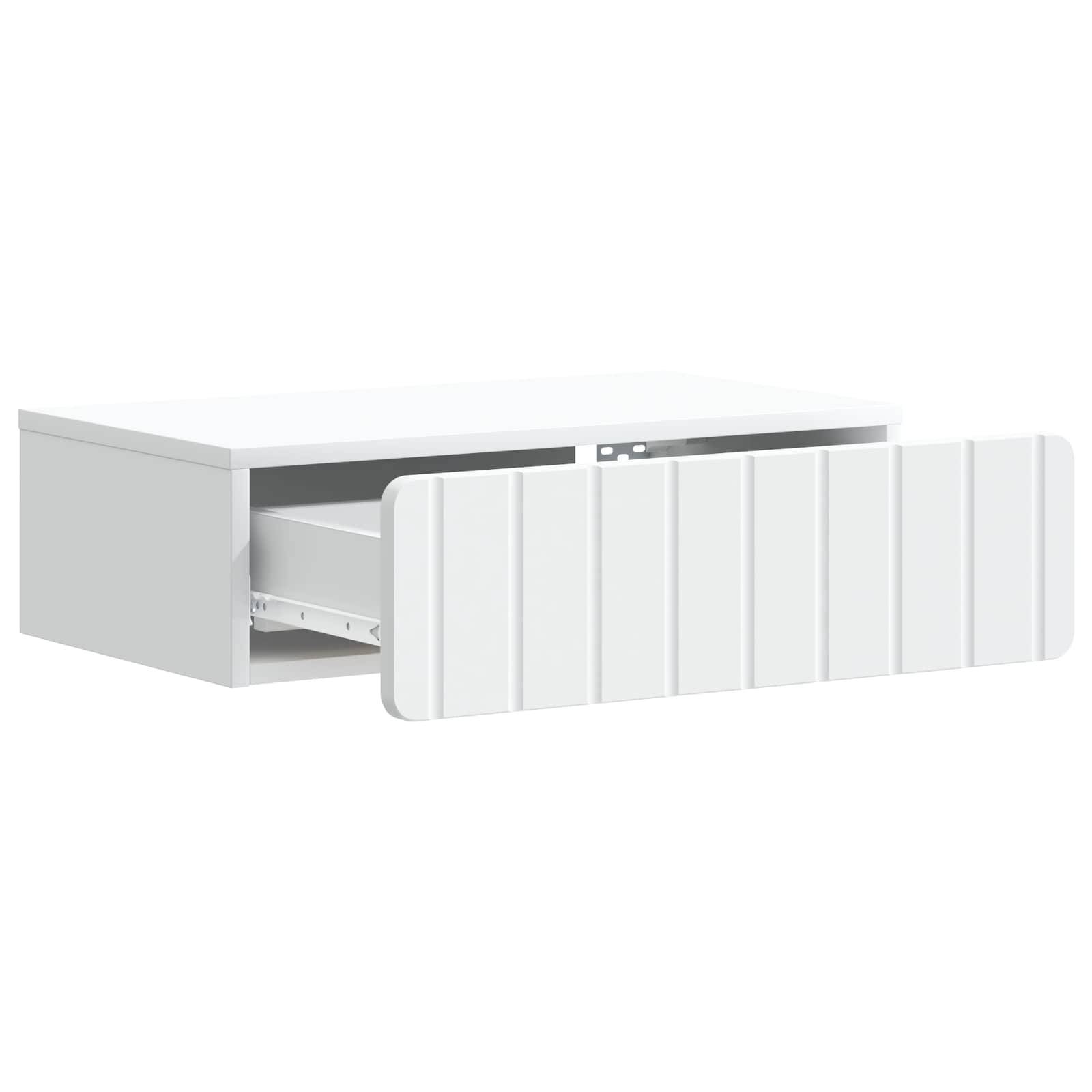 vidaXL Wandmontierter Beistelltisch Weiß 59 x 34,5 x 17 cm