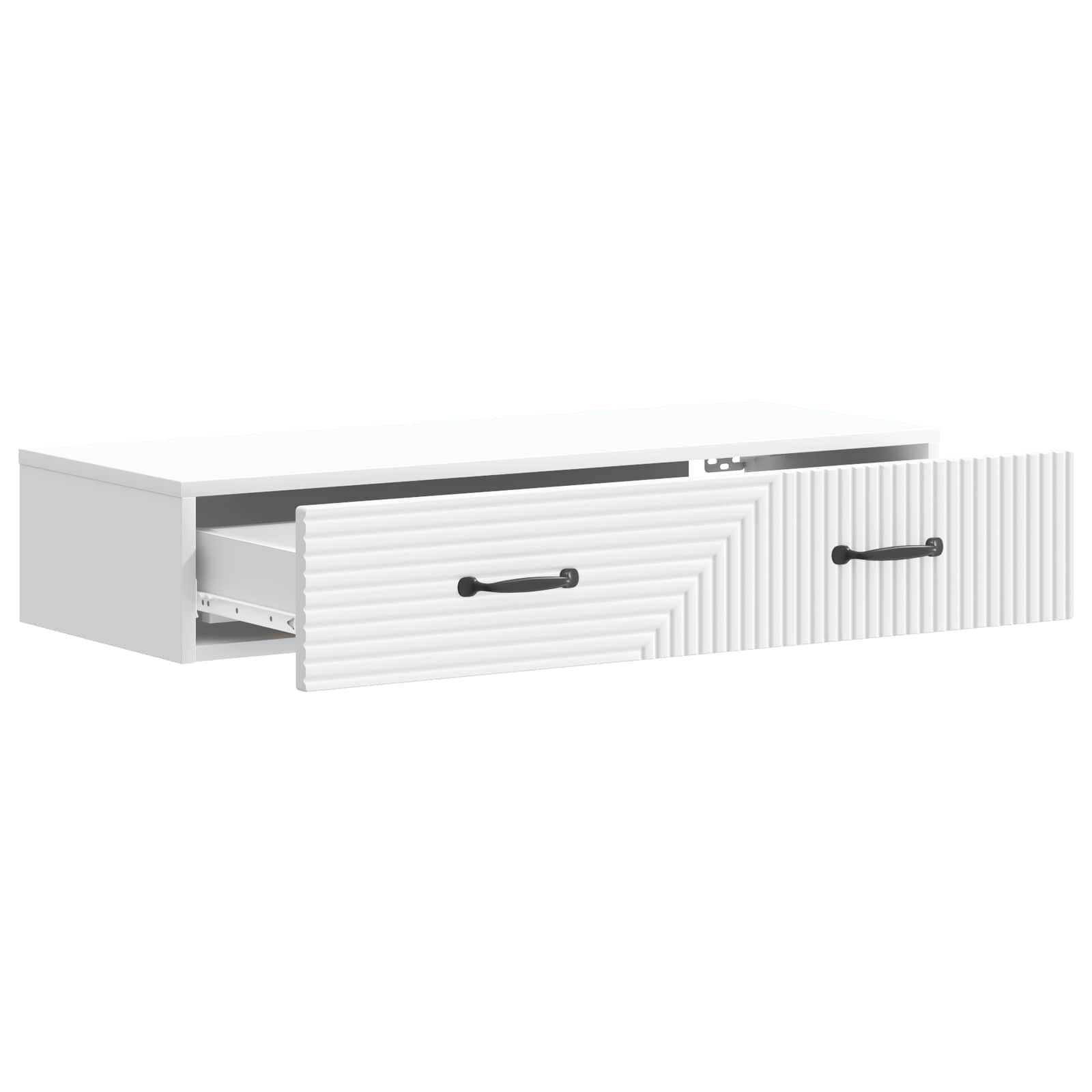 vidaXL Wandmontierter Beistelltisch Weiß 87,5 x 34,5 x 17 cm