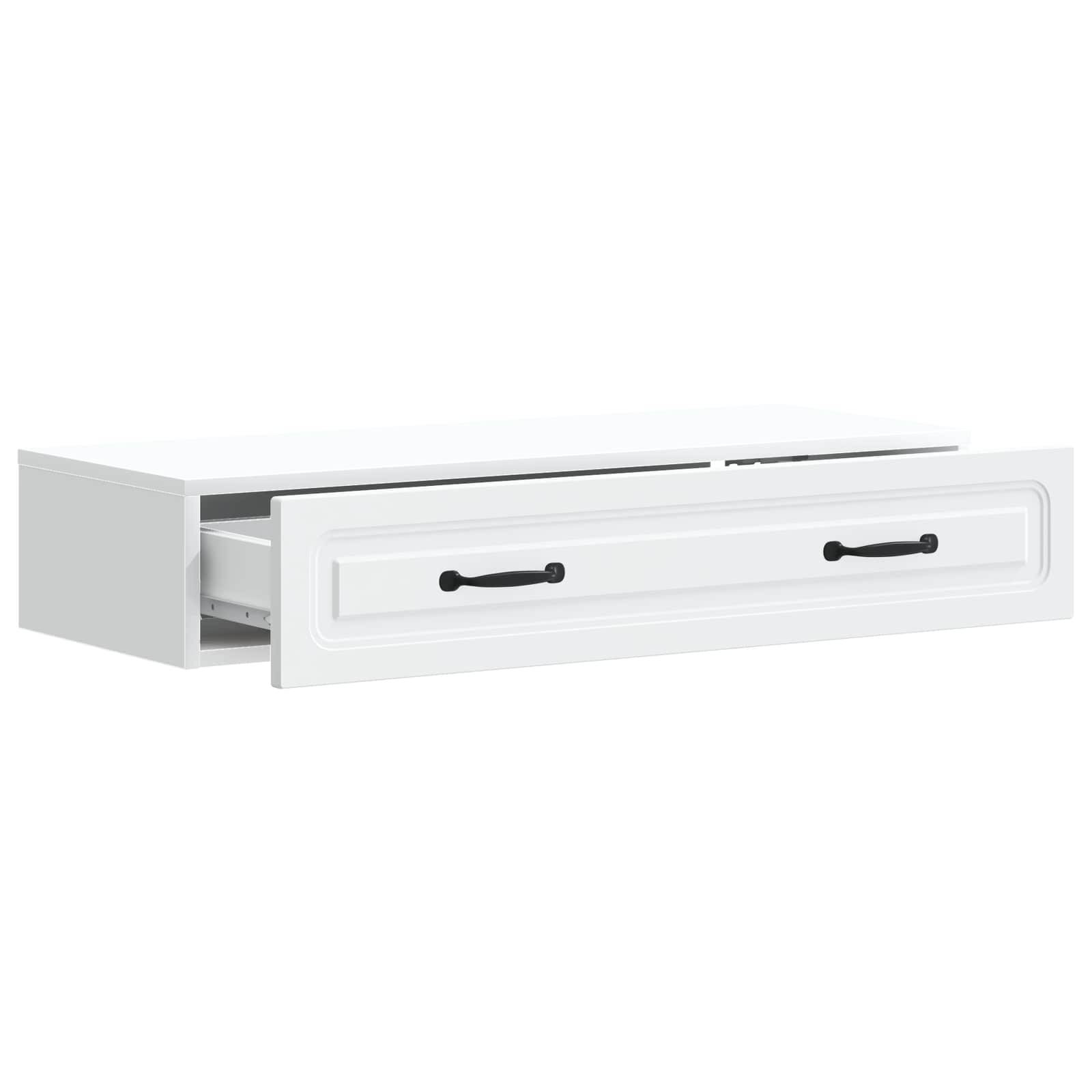 vidaXL Wandmontierter Beistelltisch Weiß 87,5 x 34,5 x 17 cm