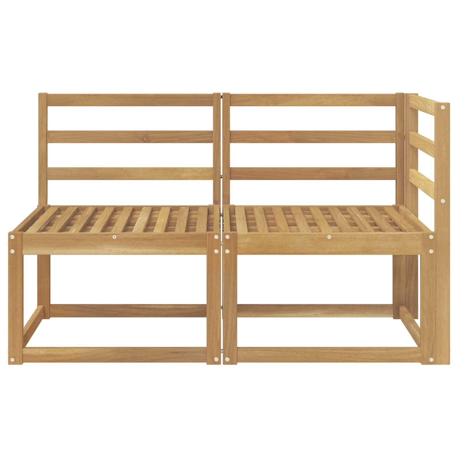 vidaXL Outdoor Mittel- und Ecksofa 2 Stück Weiß Massivholz Akazie