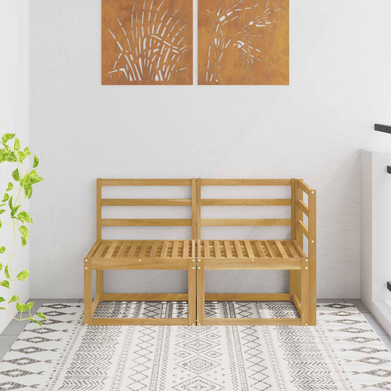 vidaXL Outdoor Mittel- und Ecksofa 2 Stück Weiß Massivholz Akazie