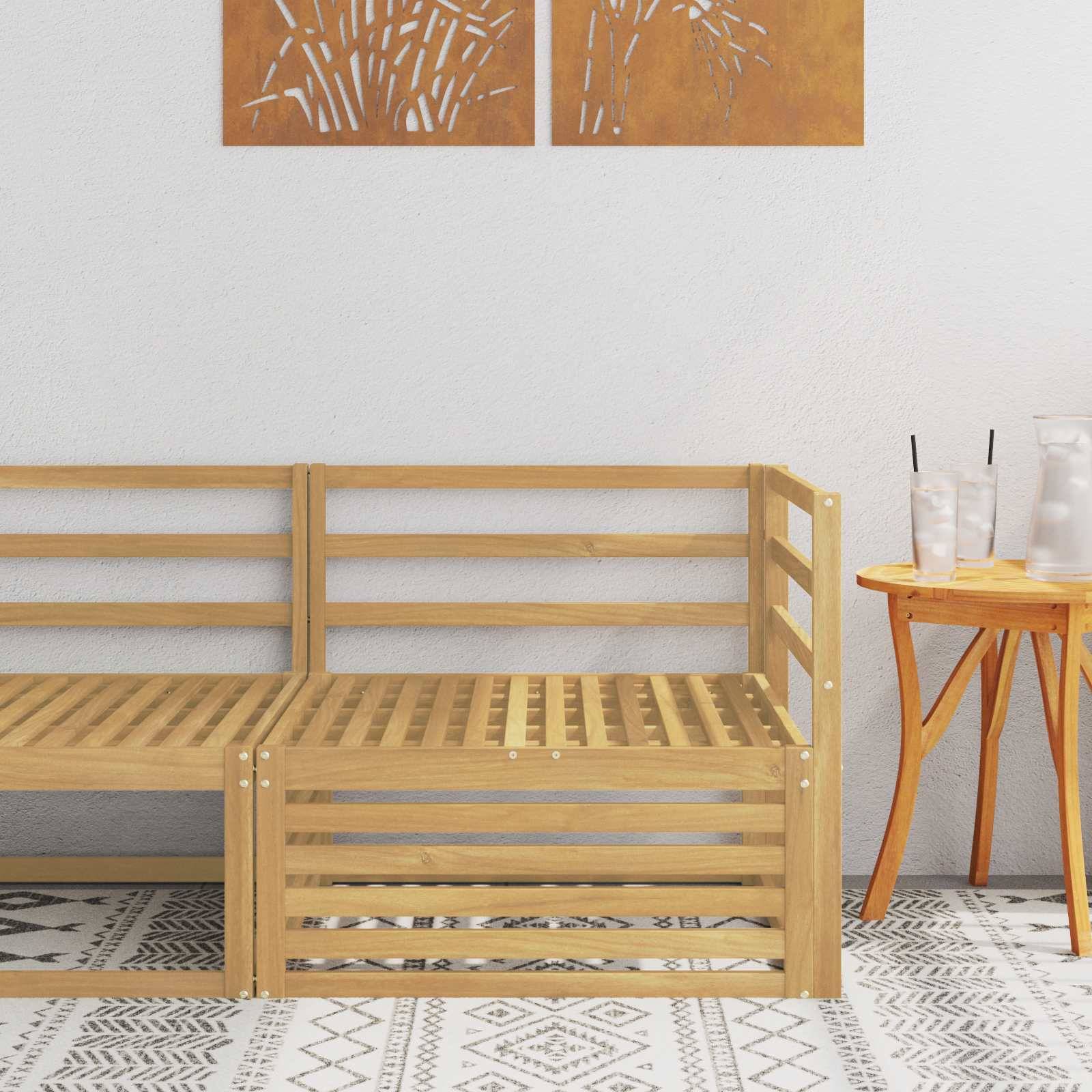 vidaXL Outdoor Ecksofa Massivholz Akazie Weiß 83 x 83 x 73 cm