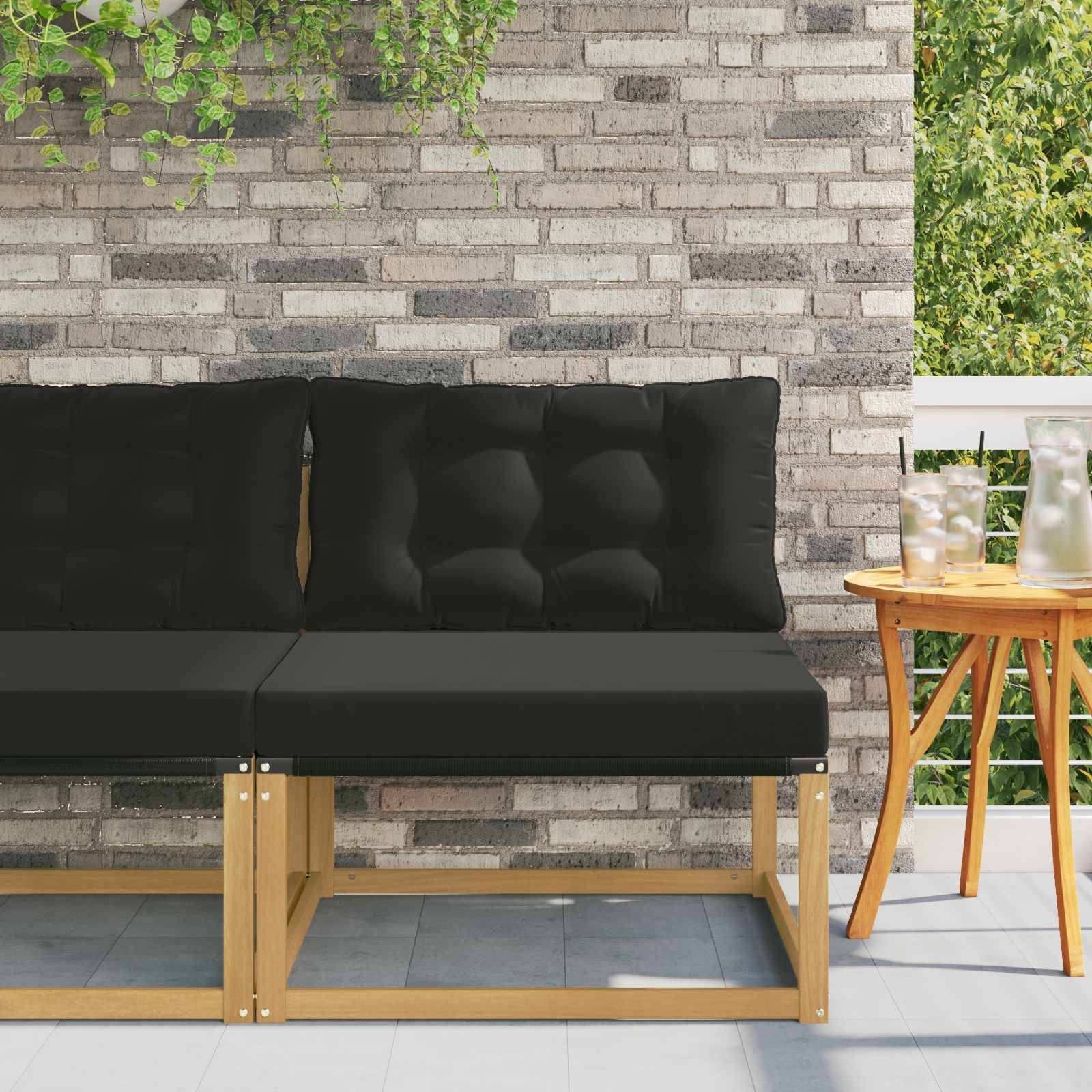 vidaXL Outdoor Mittelsofa mit Kissen Weiß 79 x 83 x 73 cm Stahl