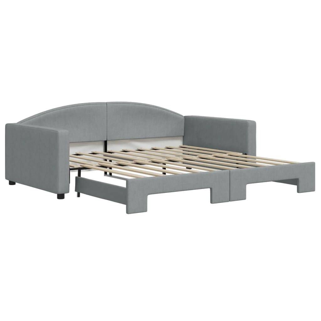 vidaXL Tagesbett Ausziehbar Hellgrau 100x190 cm Stoff