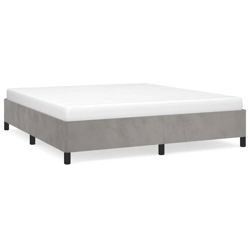 vidaXL Bettgestell ohne Matratze Hellgrau 193x203 cm King-Size Samt