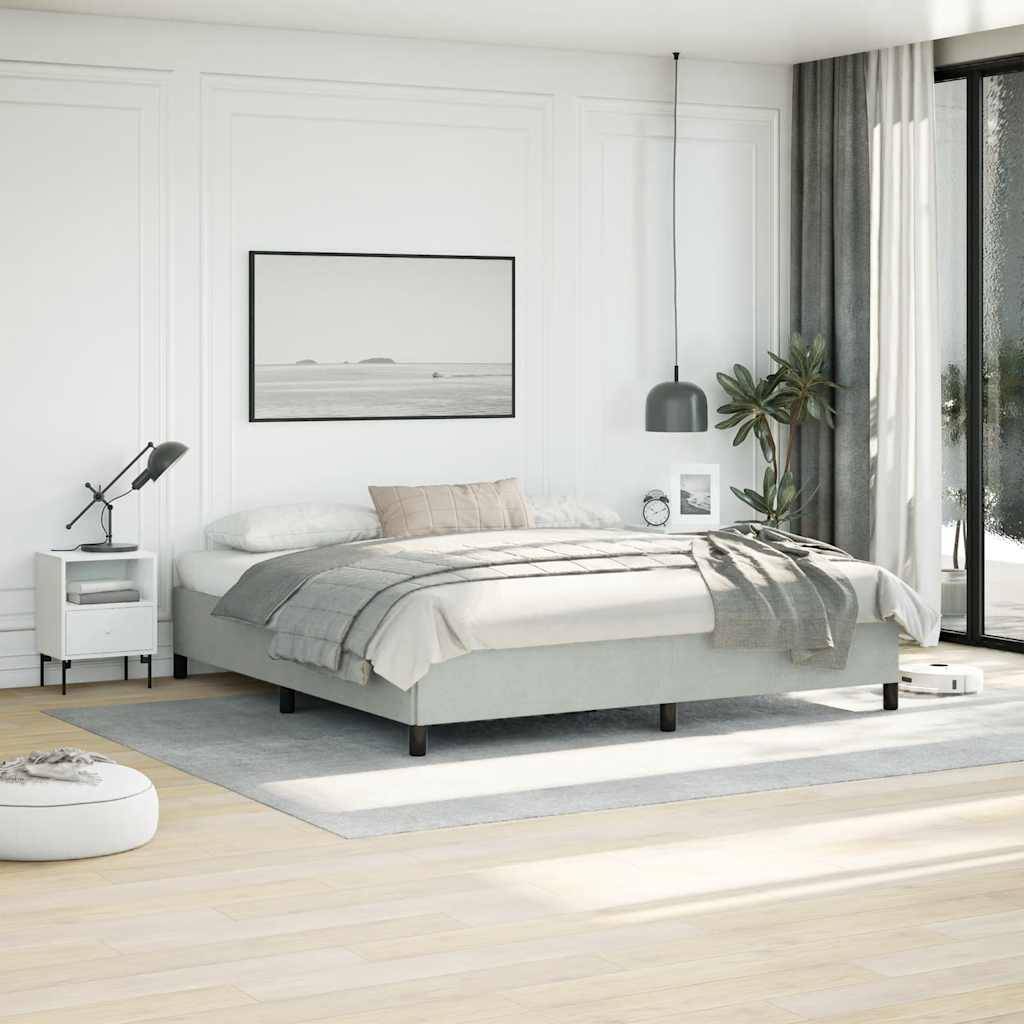 vidaXL Bettgestell ohne Matratze Hellgrau 193x203 cm King-Size Samt