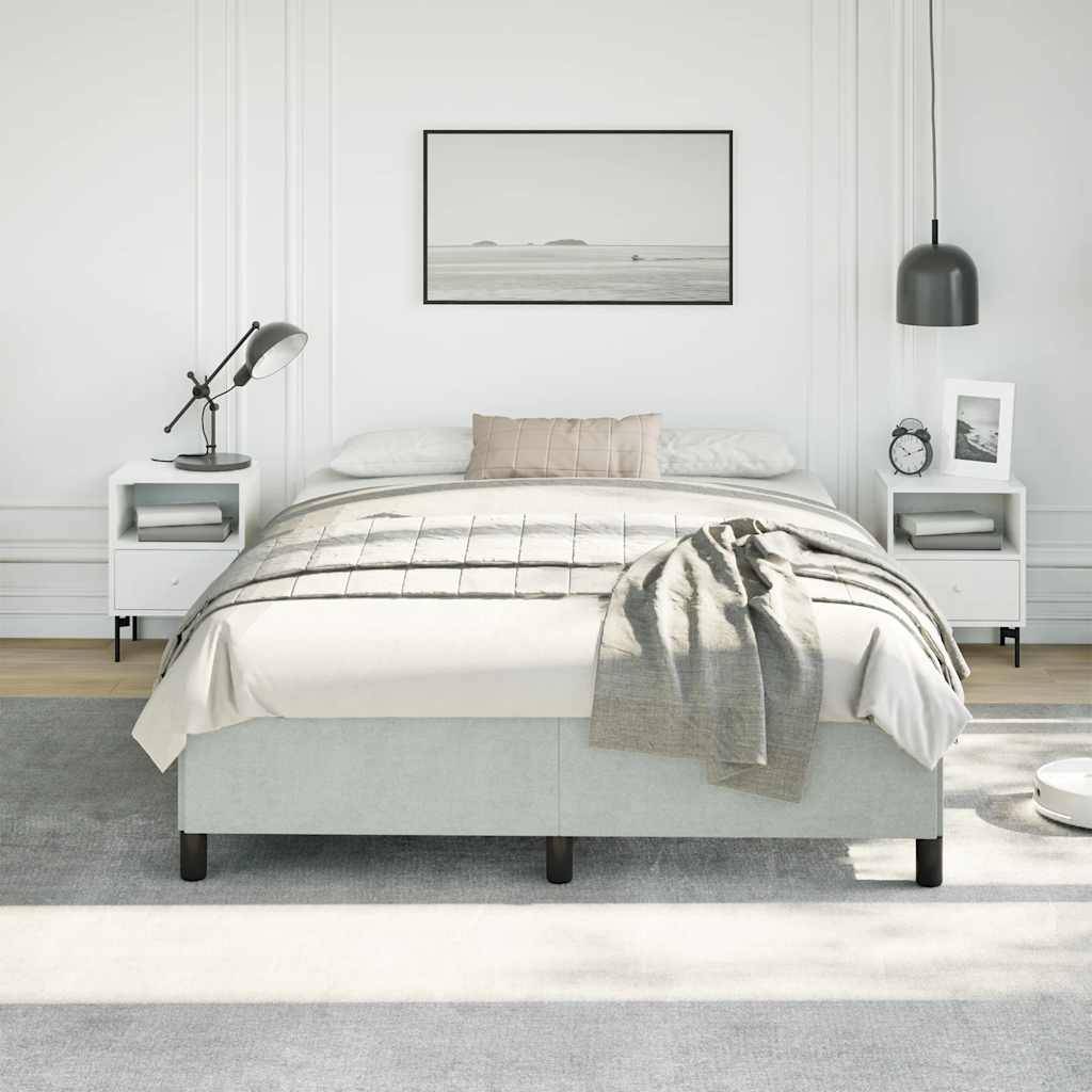 vidaXL Bettgestell ohne Matratze Hellgrau 152x203 cm Queen-Size Samt