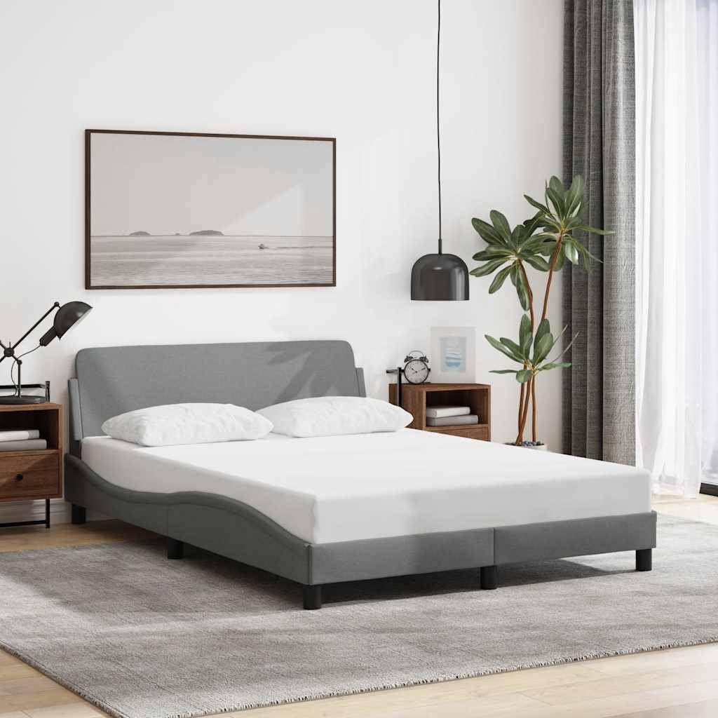 vidaXL Bettgestell Dover Hellgrau 135x190 cm Stoff