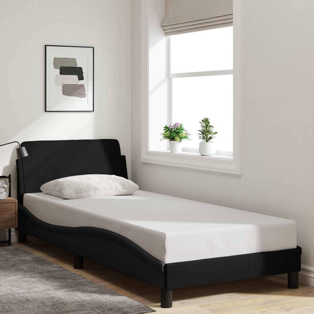 vidaXL Bettgestell Dover Schwarz 90x190 cm Stoff