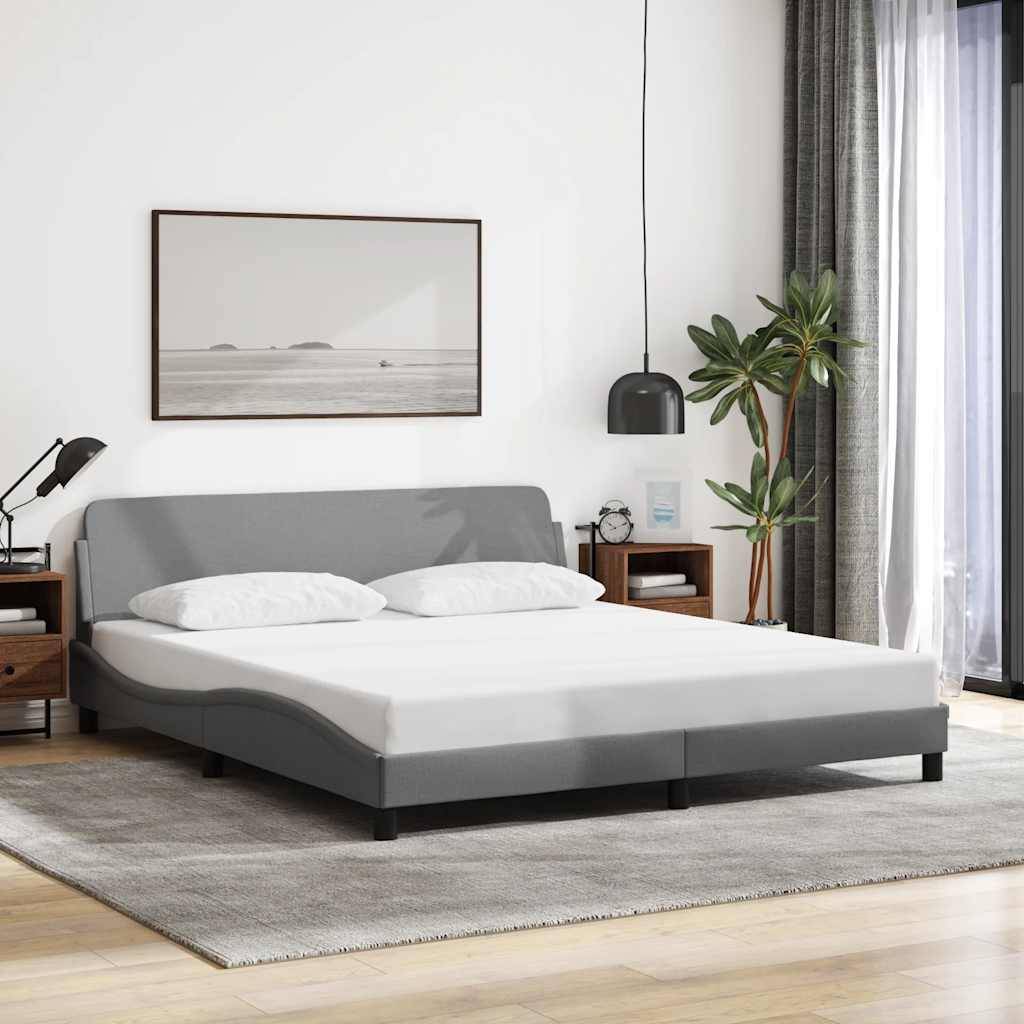 vidaXL Bettgestell "Dover" Hellgrau 183x213 cm Stoff