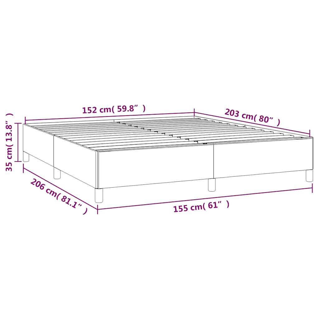 Maßstabsgetreue Illustration einer Bettgestelle: 206 cm lang, 152 cm breit, 35 cm hoch, mit einer Oberflächenlänge von 80 Zoll und einer Vorderbreite von 61 Zoll.