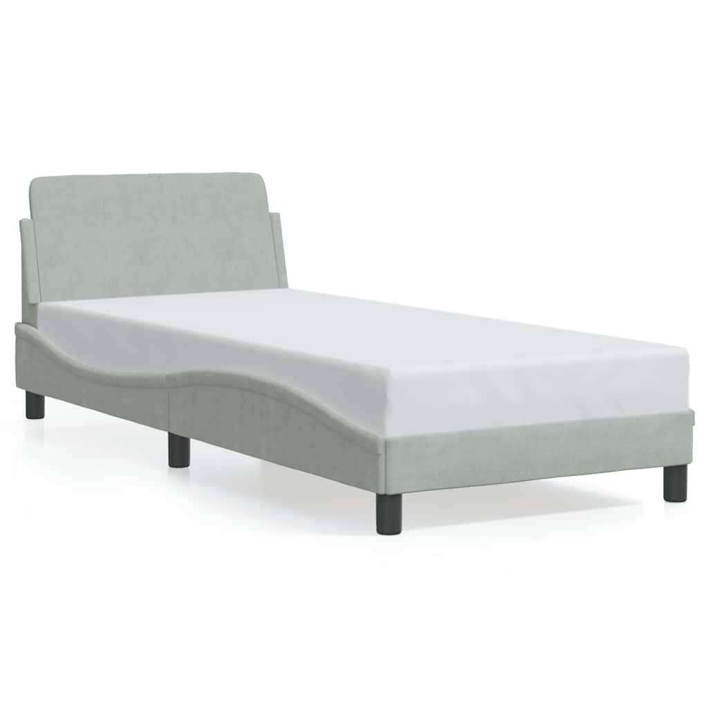 vidaXL Bettgestell Dover Hellgrau 90x190 cm Samt