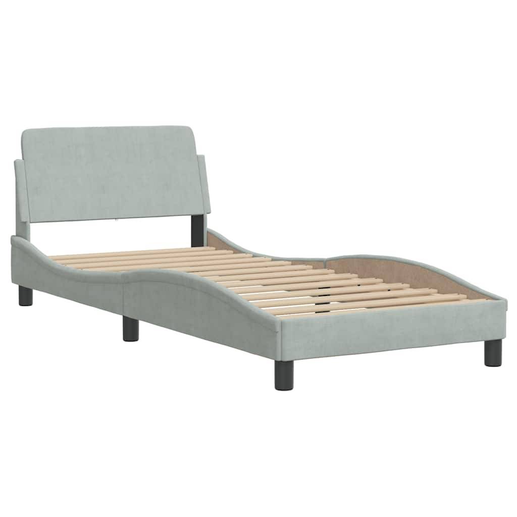 vidaXL Bettgestell Dover Hellgrau 90x190 cm Samt