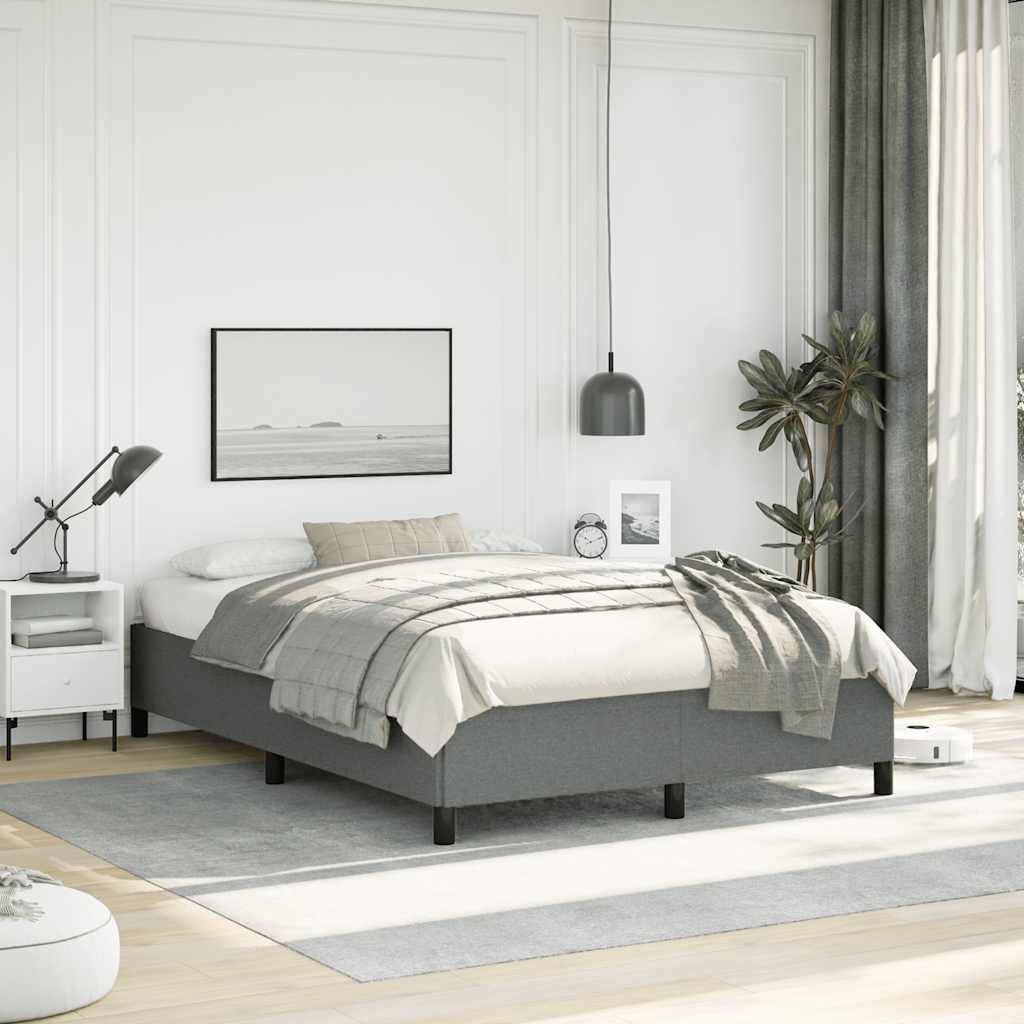 vidaXL Bettgestell ohne Matratze Dunkelgrau 137x190 cm Stoff