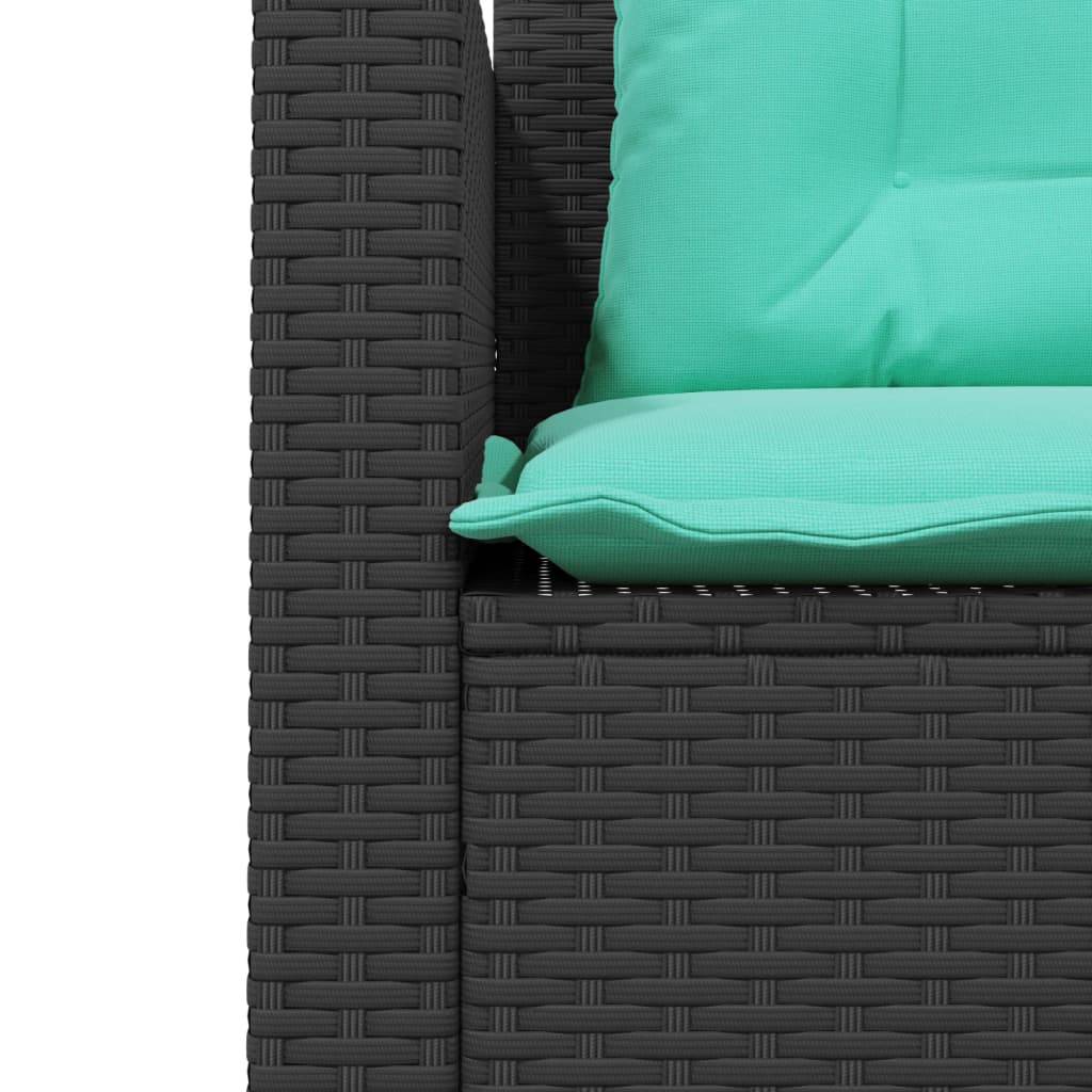 vidaXL Gartensofa mit Tisch und Kissen L-förmig Schwarz Polyrattan