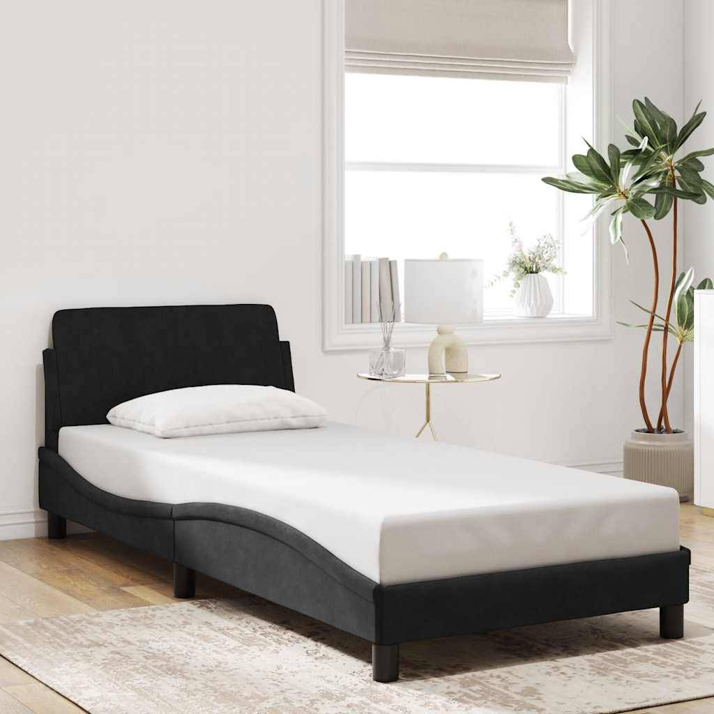 vidaXL Bettgestell Dover Schwarz 90x190 cm Samt