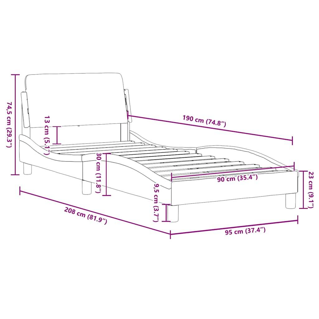 vidaXL Bettgestell Dover Schwarz 90x190 cm Samt