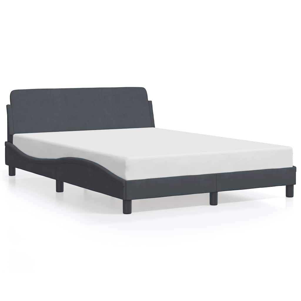 vidaXL Bettgestell Dover Dunkelgrau 135x190 cm Samt