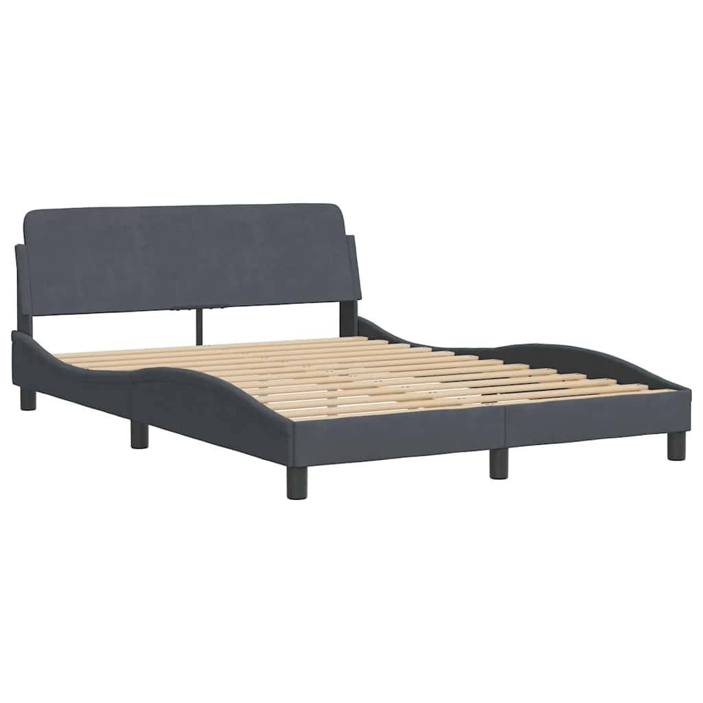 vidaXL Bettgestell Dover Dunkelgrau 135x190 cm Samt
