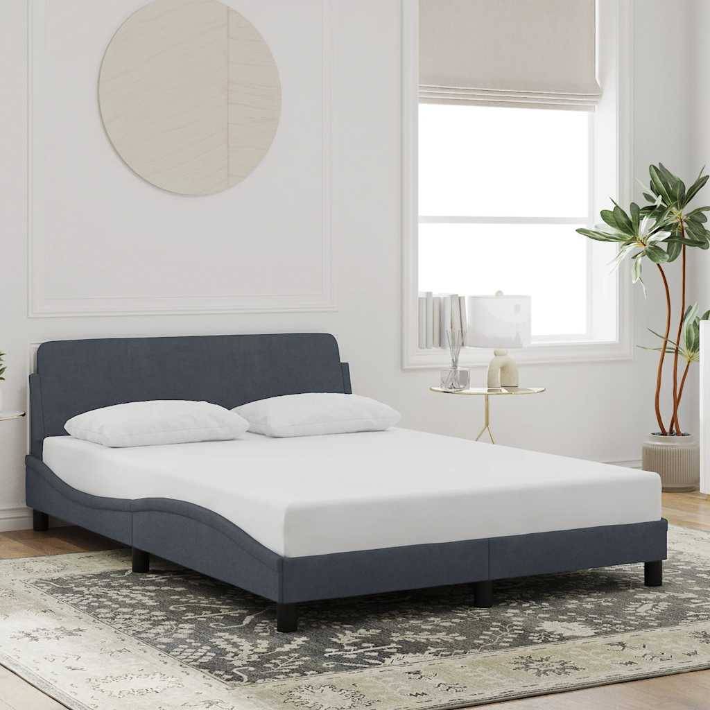 vidaXL Bettgestell Dover Dunkelgrau 135x190 cm Samt
