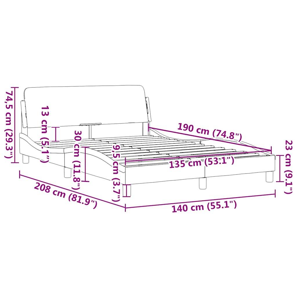 vidaXL Bettgestell Dover Dunkelgrau 135x190 cm Stoff