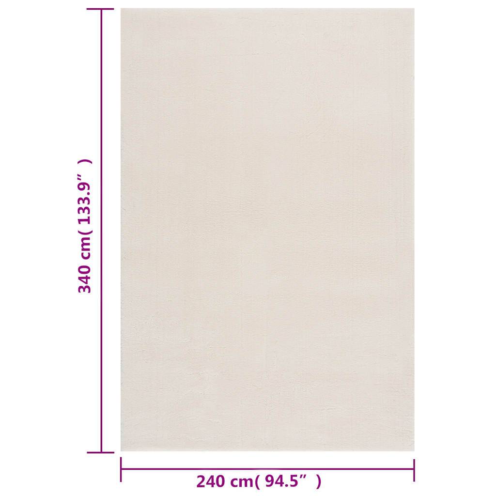 vidaXL Shaggy-Teppich Cremeweiß 240x340 cm Polyester