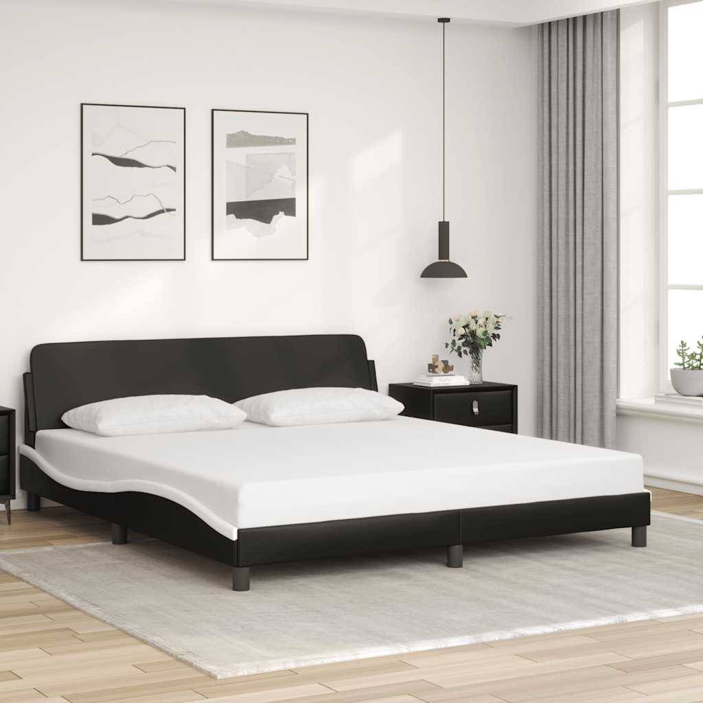 vidaXL Bettgestell "Dover" Schwarz und Weiß 183x213 cm Kunstleder