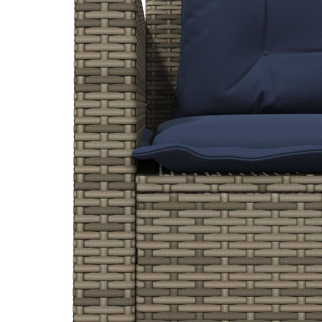 vidaXL Gartensofa mit Tisch und Kissen L-förmig Grau Polyrattan