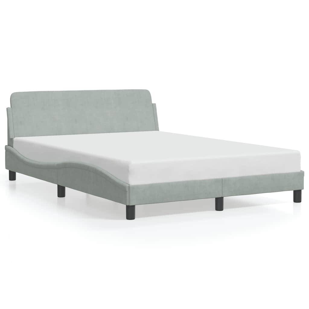vidaXL Bettgestell Dover Hellgrau 135x190 cm Samt
