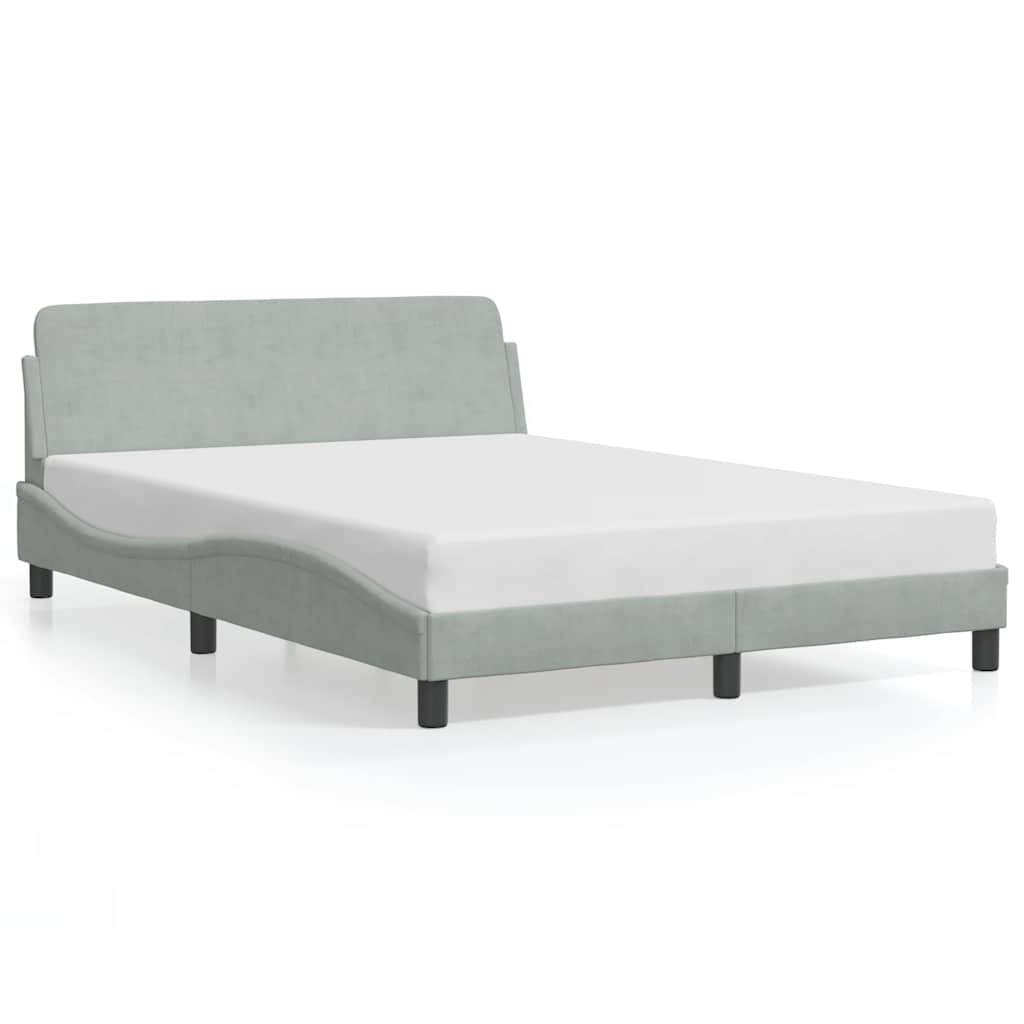 vidaXL Bettgestell Dover Hellgrau 135x190 cm Samt