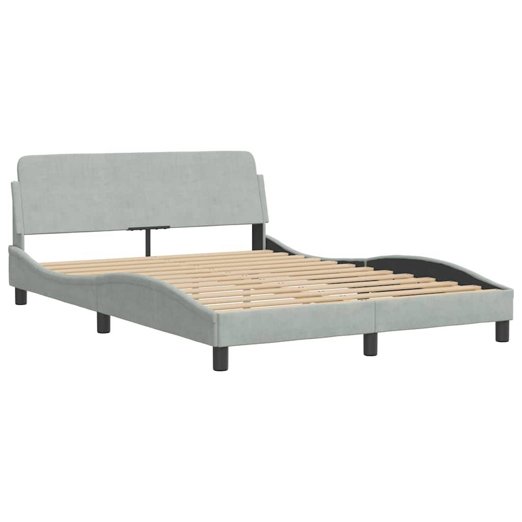 vidaXL Bettgestell Dover Hellgrau 135x190 cm Samt