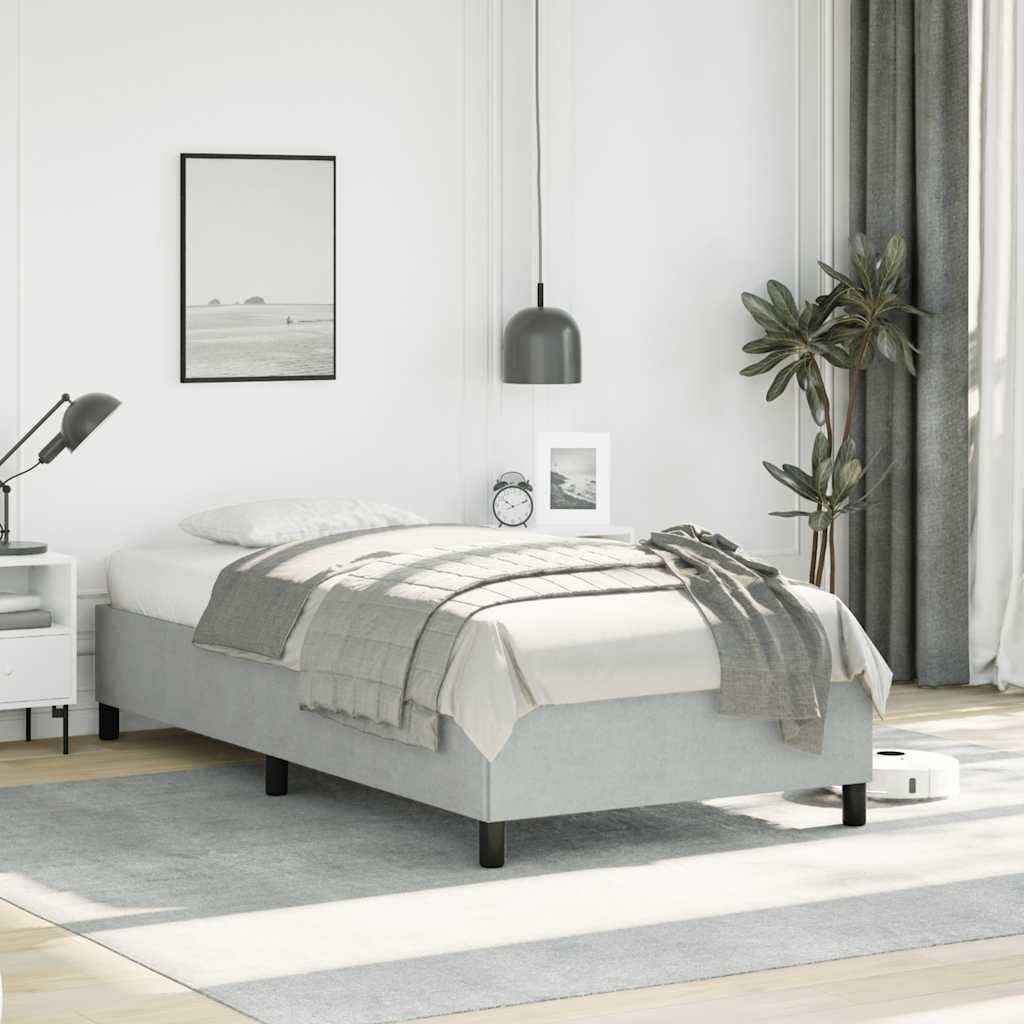 vidaXL Bettgestell ohne Matratze Hellgrau 100x203 cm Twin XL Samt