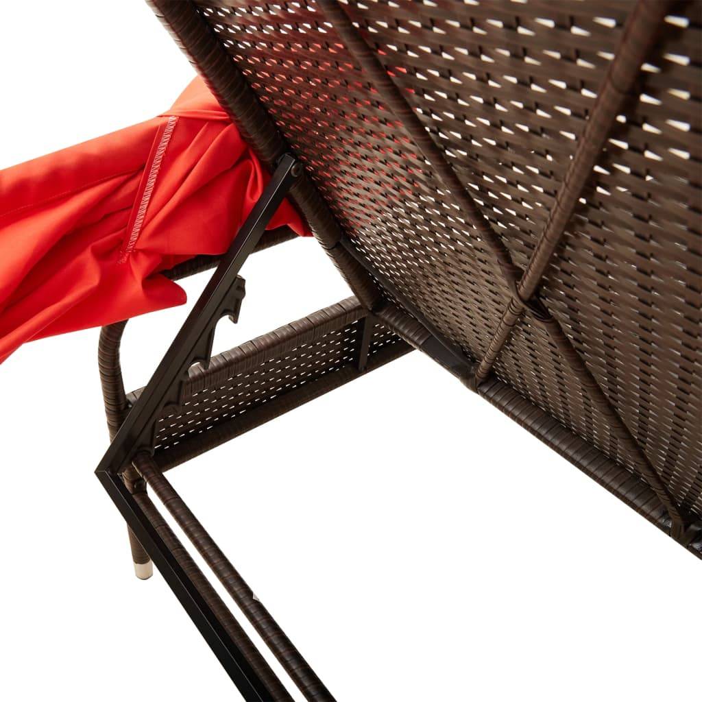 vidaXL Sonnenliege mit Sonnendach Braun Polyrattan