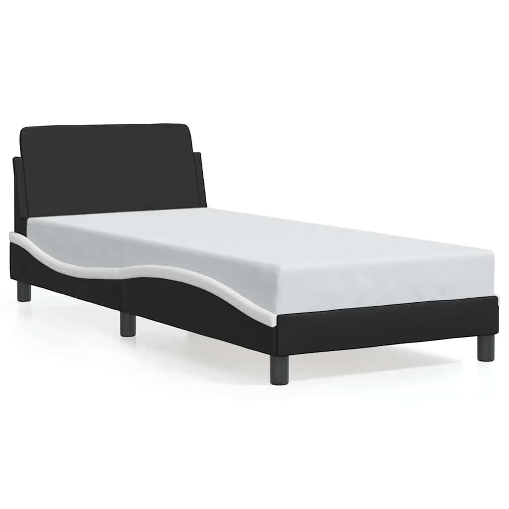 vidaXL Bettgestell Dover Schwarz-Weiß 90x190 cm Kunstleder