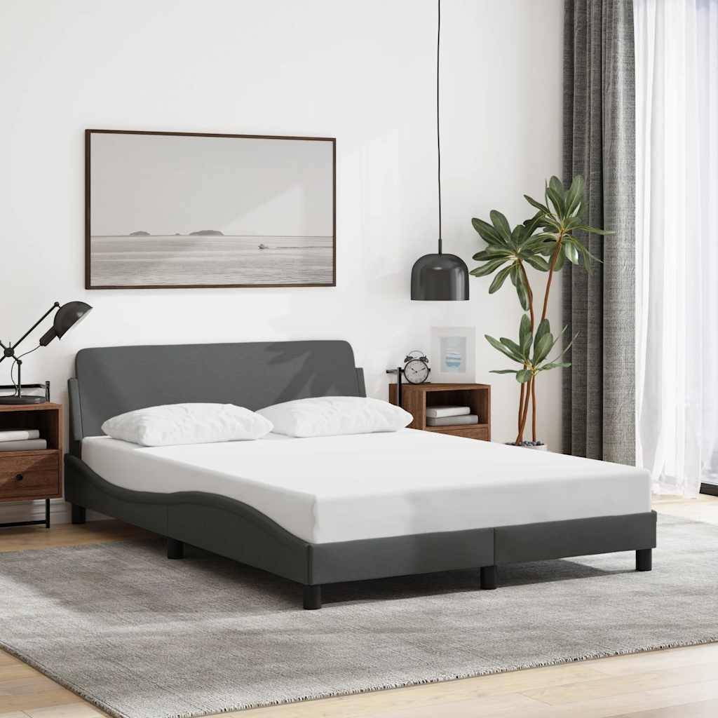 vidaXL Bettgestell Dover Dunkelgrau 135x190 cm Stoff