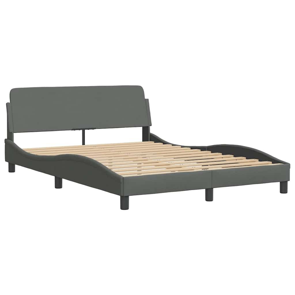 vidaXL Bettgestell Dover Dunkelgrau 135x190 cm Stoff