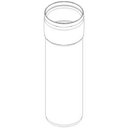 Einfache Strichzeichnung einer hohen zylindrischen Flasche oder eines Rohrs mit offener Oberseite, dargestellt als Umriss auf weißem Hintergrund.