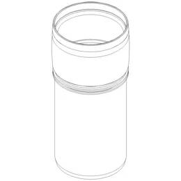 Ein einfacher zylindrischer Becher oder Behälter mit einer weit offenen Oberseite und einem schmaleren Band in der oberen Mitte.