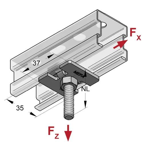 MEFA Gewindebolzen Stex 35 GB, M8x70mm, Stahl S235, verzinkt, 1 Stk.