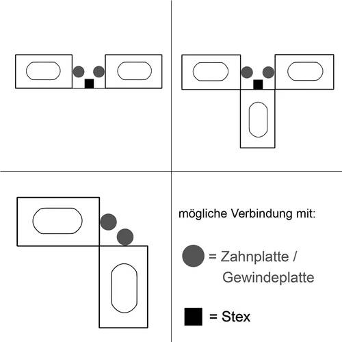 MEFA Winkelverbinder C-Profil 45, 180°, 2 Schenkel, Stahl S235, verzinkt, 15 Stk.
