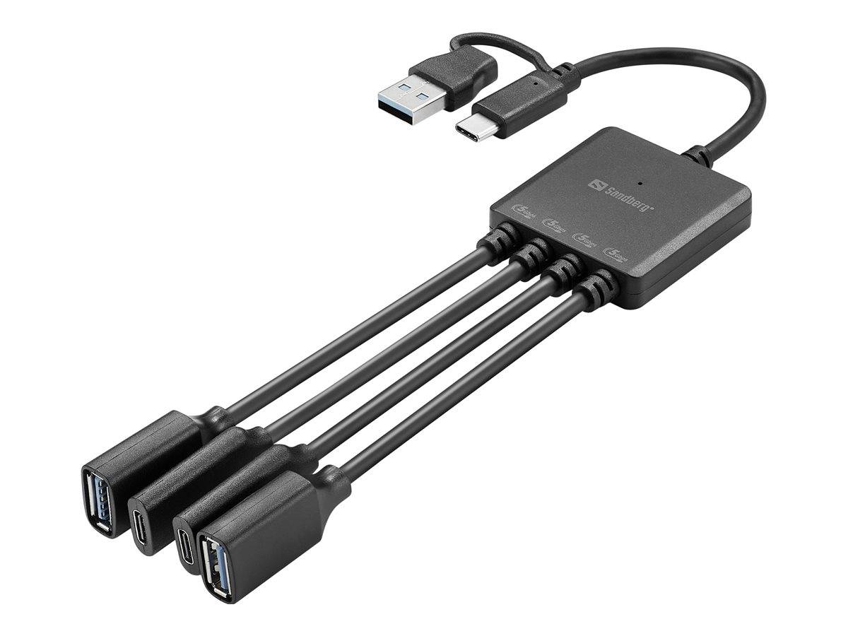 SANDBERG Hub - USB-C/USB-A to 2A+2C splitter
