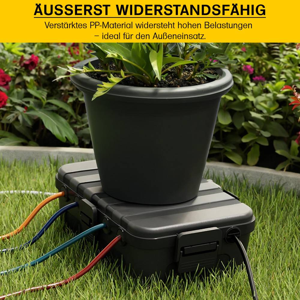 Offgridtec wasserdichte Kabelbox IP44, 6 Eingänge, schwarz, für Kabel bis 12mm
