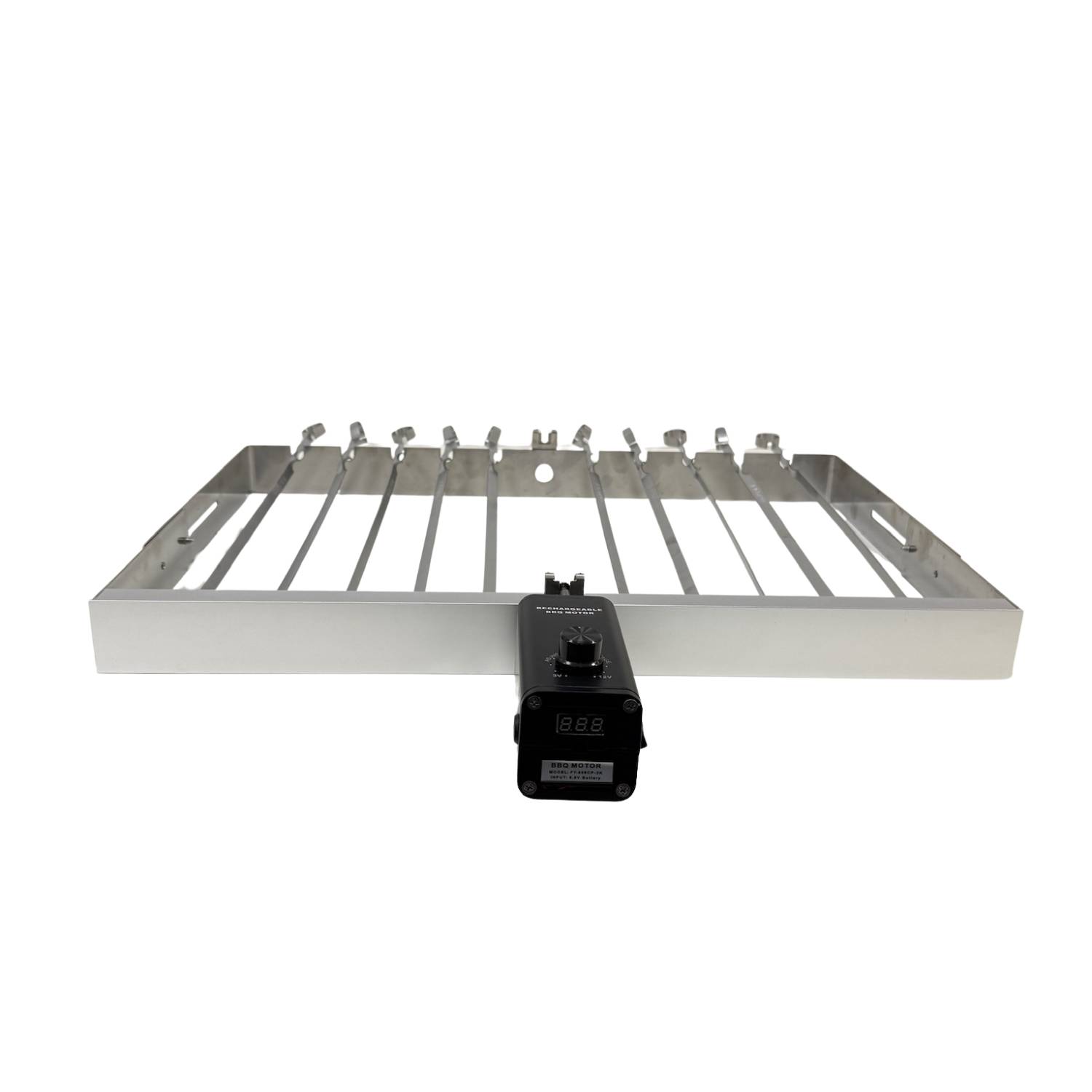 Elektrischer Spießdreher Wostok Akkumotor für Mangal Gasgrill inkl.10 Spieße 60cm