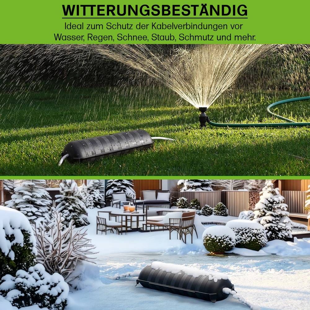 Offgridtec wasserdichte Kabelbox IP44, 2 Eingänge, schwarz, für Kabel bis 12mm