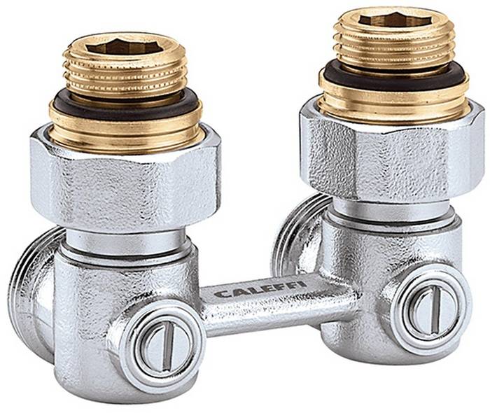 CALEFFI 301143 Zweirohr-Hahnblock 301 1/2Z AG Eckform Eckform, 1/2Zoll AG