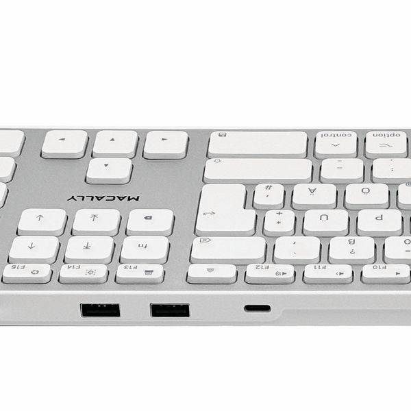 Macally UCZKEYHUBW-DE erw. USB-C Tastatur, Deutsches QWERTZ Layout, Alu Weiß