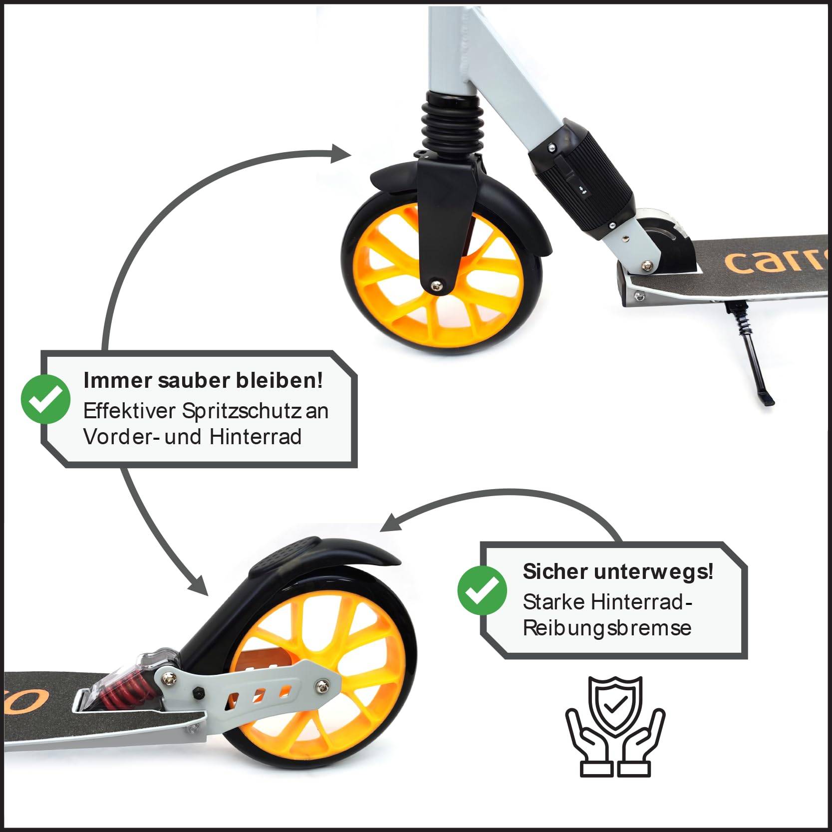 Carromco Scooter Cityroller für Kinder ab 6 Jahren - Roller Dreamliner - klappbarer Tretroller mit großen 200mm Rädern, höhenverstellbar