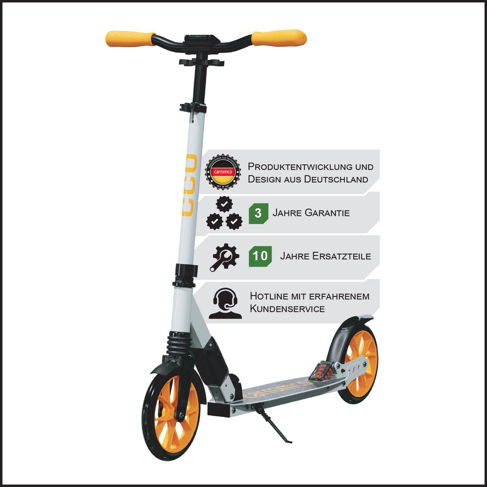 Carromco Scooter Cityroller für Kinder ab 6 Jahren - Roller Dreamliner - klappbarer Tretroller mit großen 200mm Rädern, höhenverstellbar